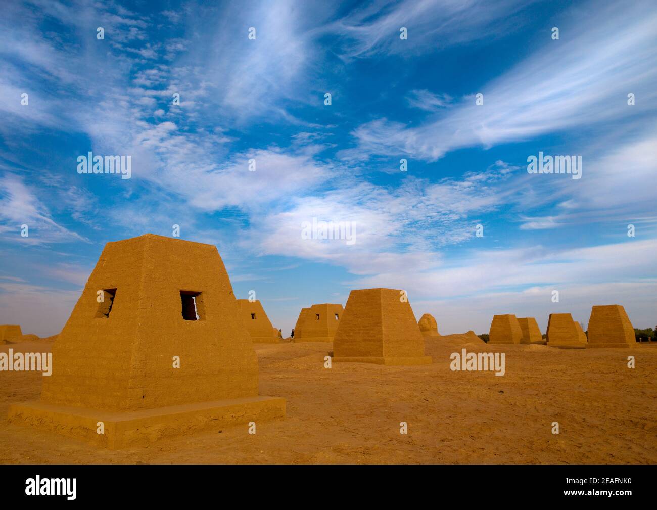 Garamantian burial tombs and pyramids, Fezzan, Germa, Libya Stock Photo