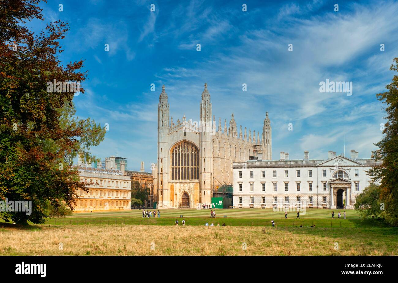 View of the Chapel of King's College, Cambridge, UK, (part of Cambridge University), photographed against a blue sky Stock Photo