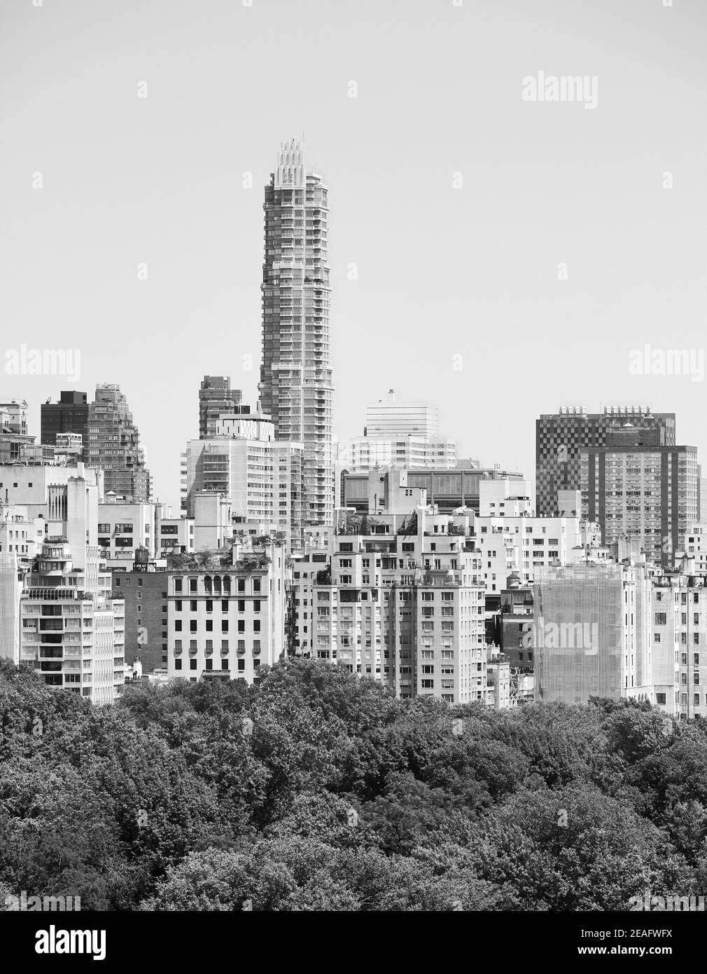 Black and white picture of Manhattan Upper East Side diverse architecture, New York, USA. Stock Photo