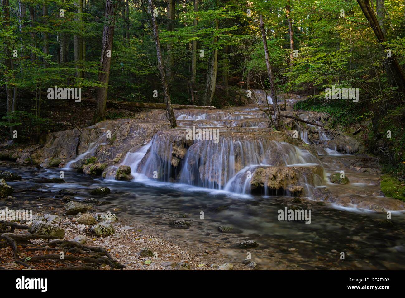 Long exposure waterfall in Romania- Beautiful waterfall - Magic water Stock Photo