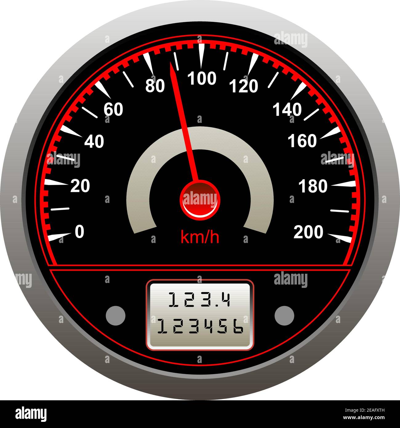 Icon of tachometer or speedometer in kilometers per hour Stock Vector
