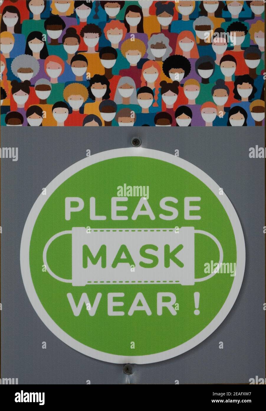 Covid 19 mask rules sign in Ogunquit Maine Stock Photo
