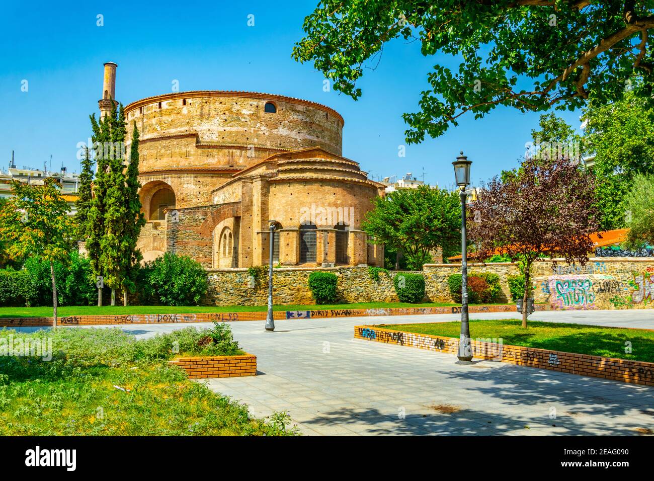 People are walking towards Rotunda of Galerius in Thessaloniki, Greece Stock Photo
