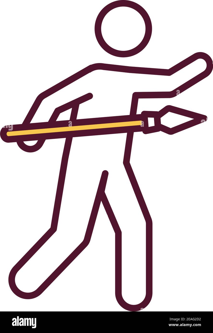 Hunter with spear RGB color icon Stock Vector