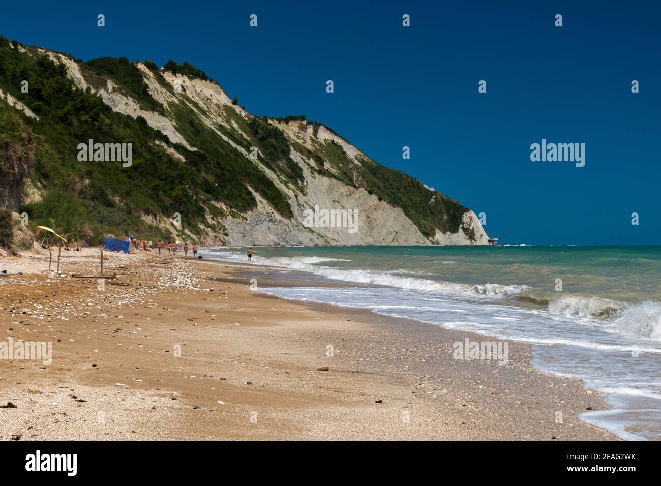 The Mezzavalle beach in the Conero area near Ancona during the summer Stock Photo