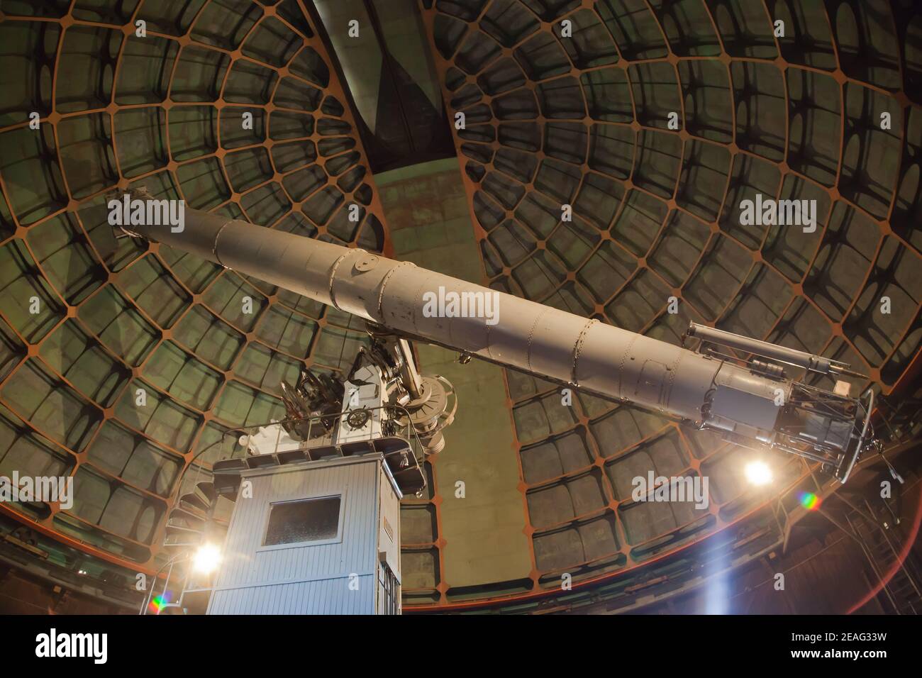 The Lick Observatory 36 inch refracting telescope on the summit of Mount Hamilton, in the Diablo