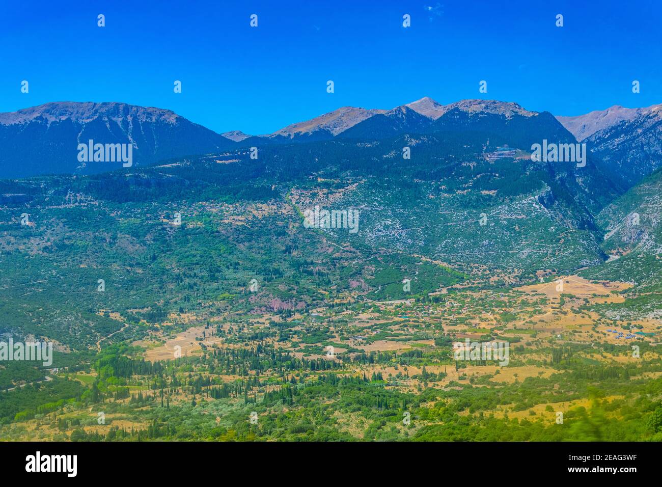 Aerial view of a village in greek mountains Stock Photo - Alamy