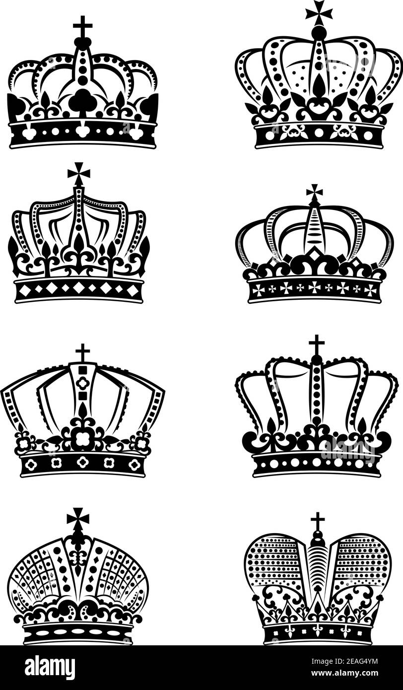 Set of vintage heraldic royal crowns on a white background Stock Vector ...