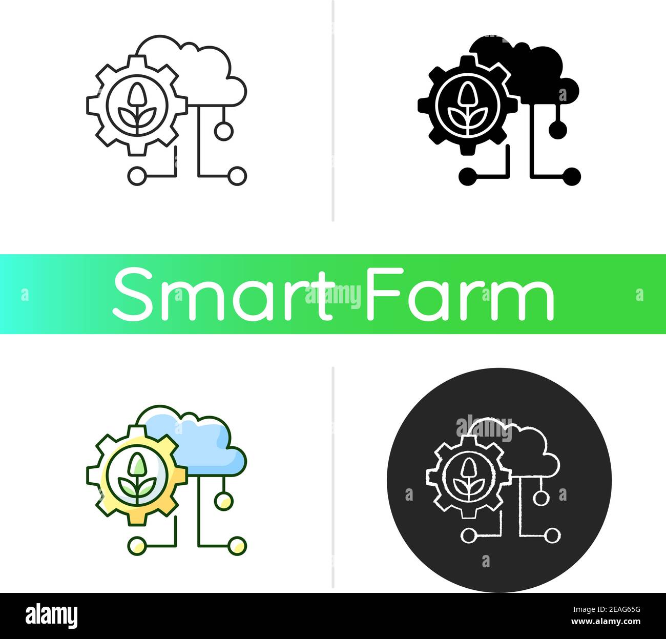 Cloud computing in farming icon Stock Vector