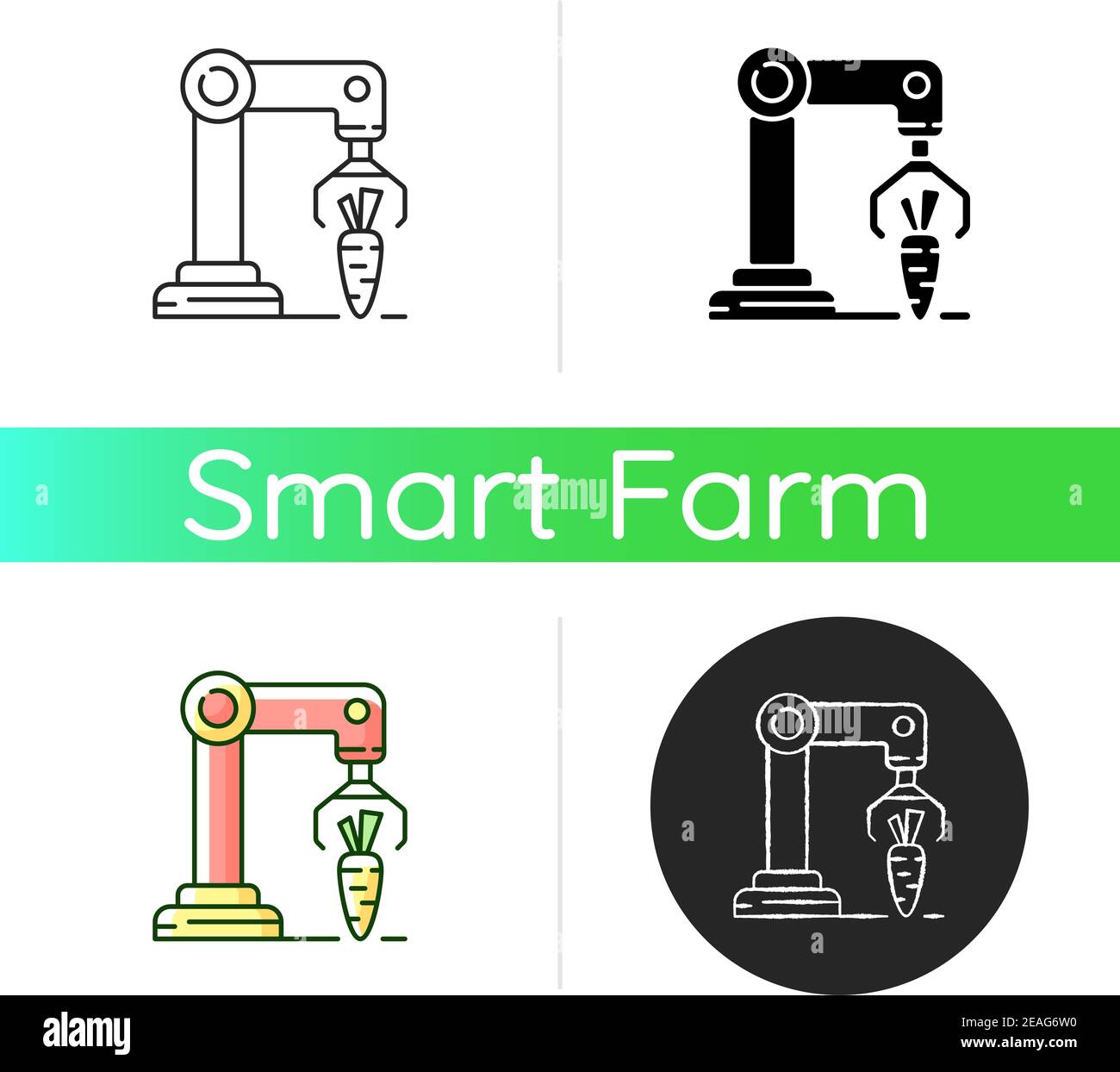 Harvesting robotics icon Stock Vector