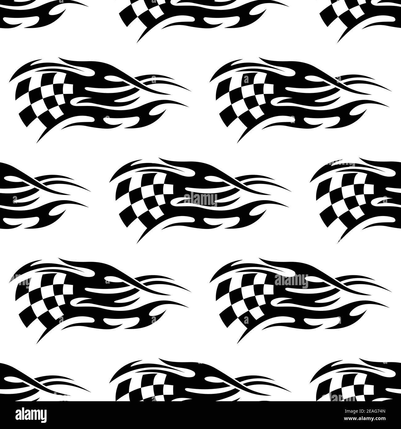 Seamless pattern of checkered black and white flag at the motor races