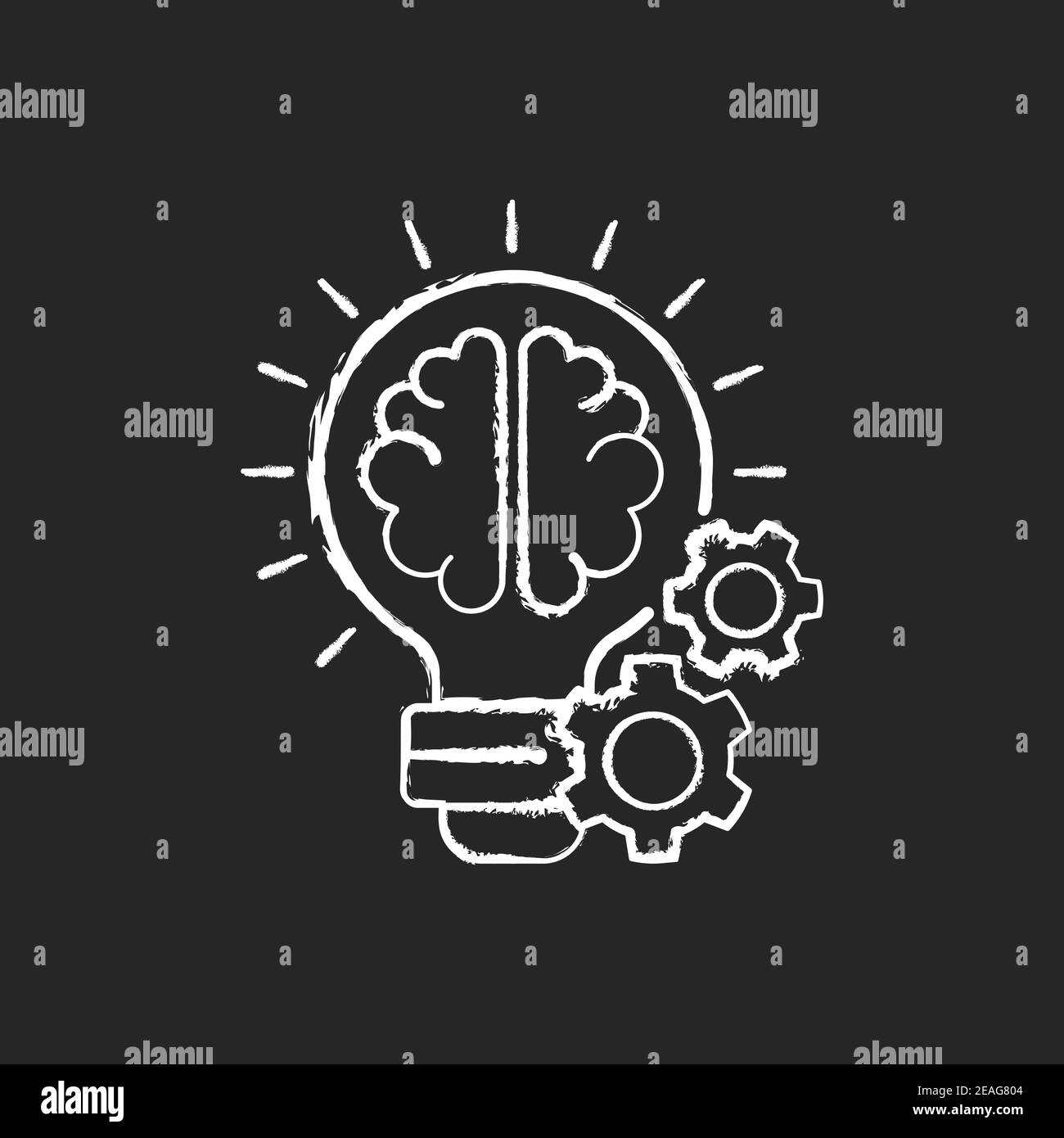 Idea generation chalk white icon on black background Stock Vector
