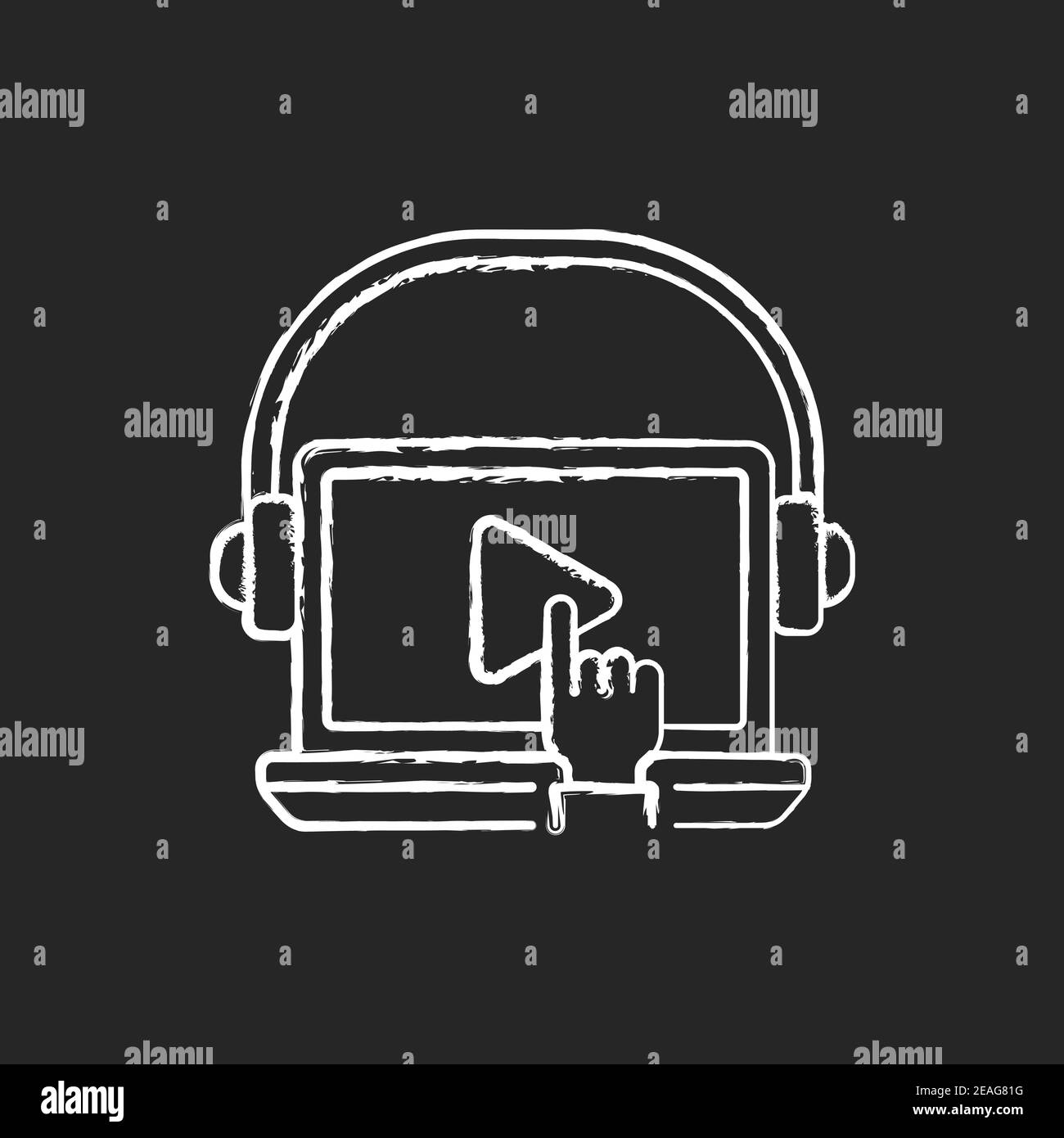 On-demand webinar chalk white icon on black background Stock Vector