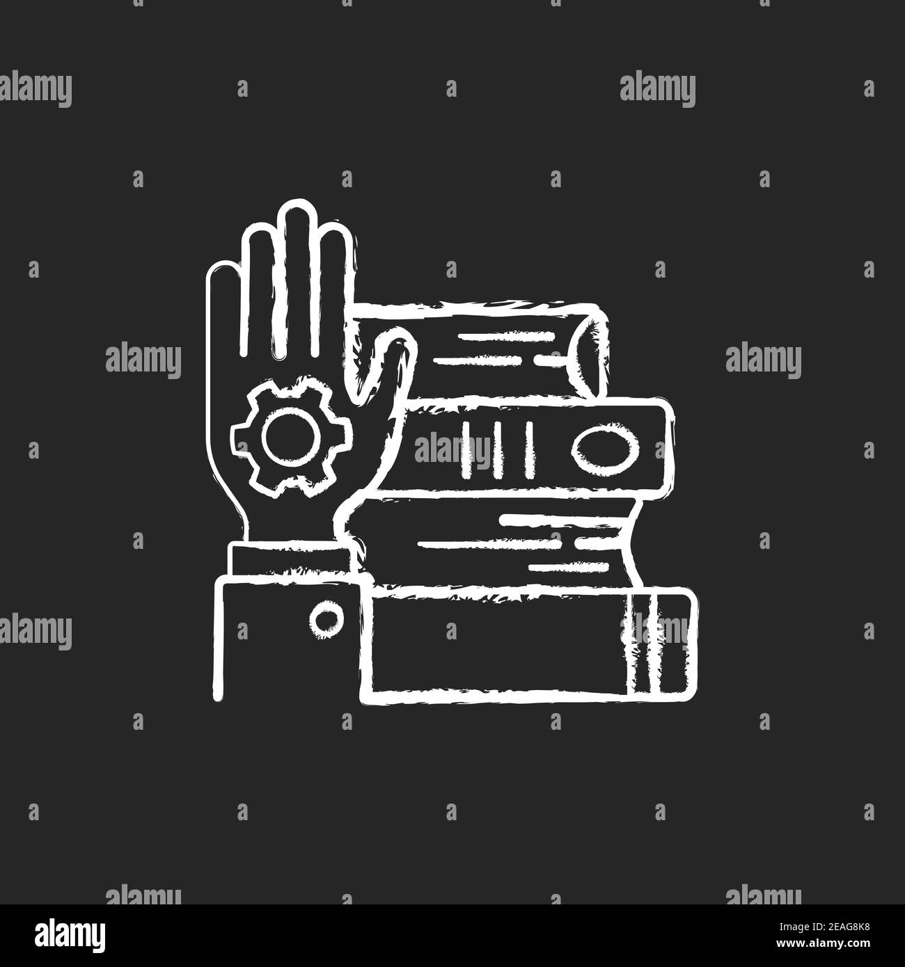 Hands-on learning chalk white icon on black background Stock Vector ...