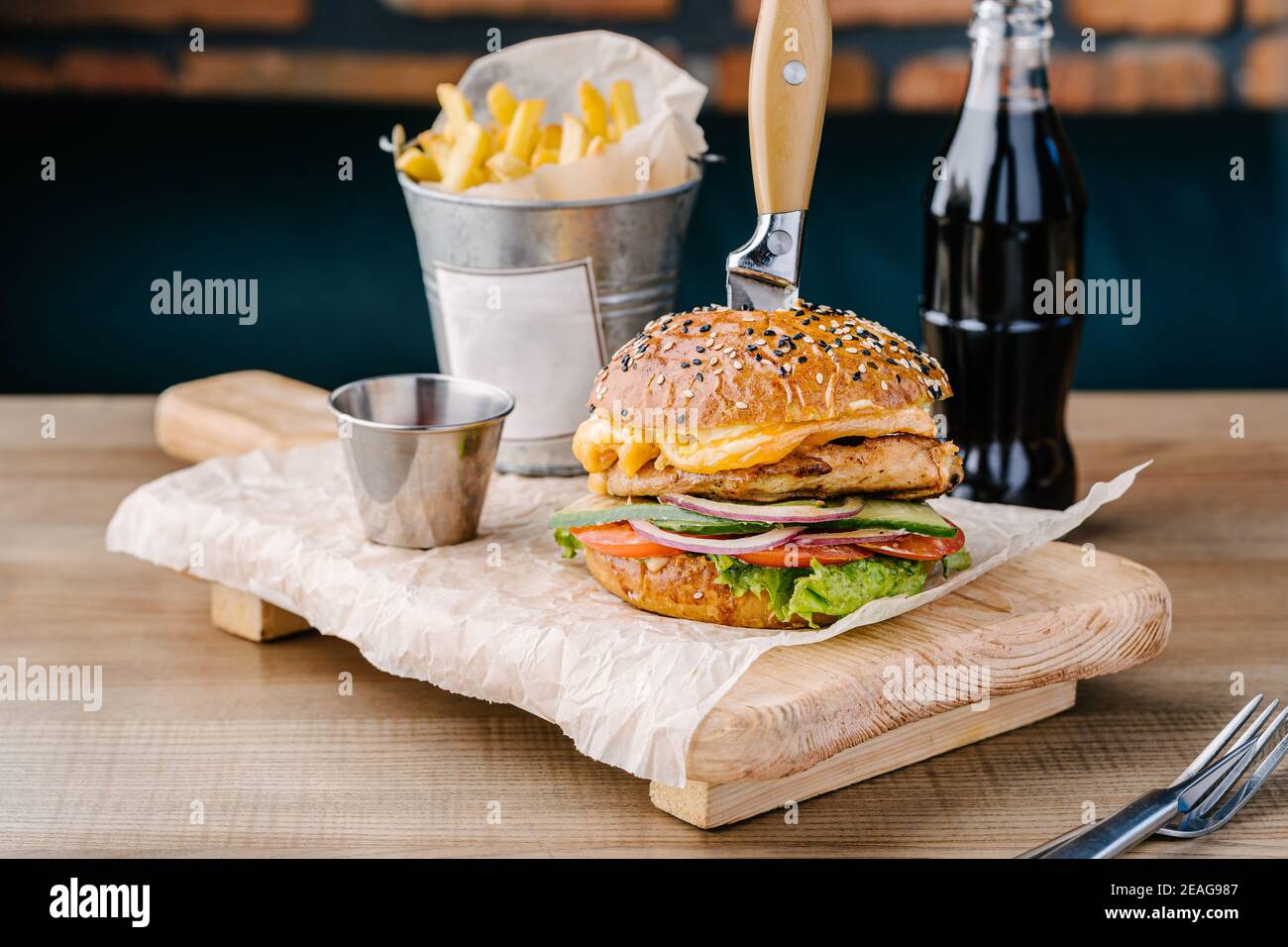 Bbq chicken burger brioche bun hires stock photography and images Alamy