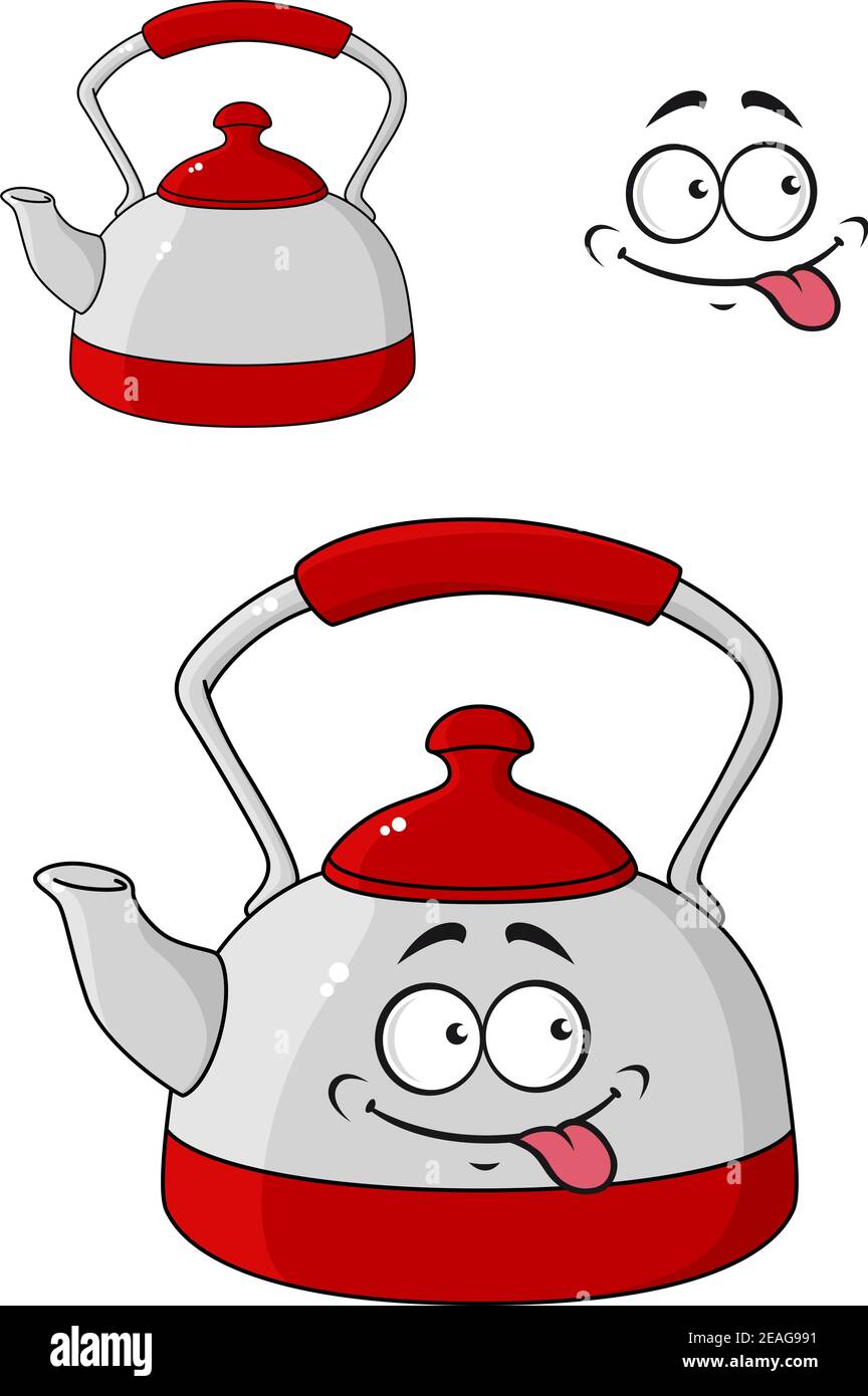 Cartoon kettle with a happy smiling face and red lid and handle isolated on white Stock Vector Image & Art - Alamy Cartoon kettle with a happy smiling face and red lid and handle isolated on white Stock Vector Image & Art - Alamy