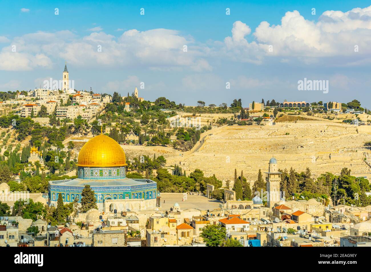 Jerusalem dominated by golden cupola of the dome of the rock, Israel