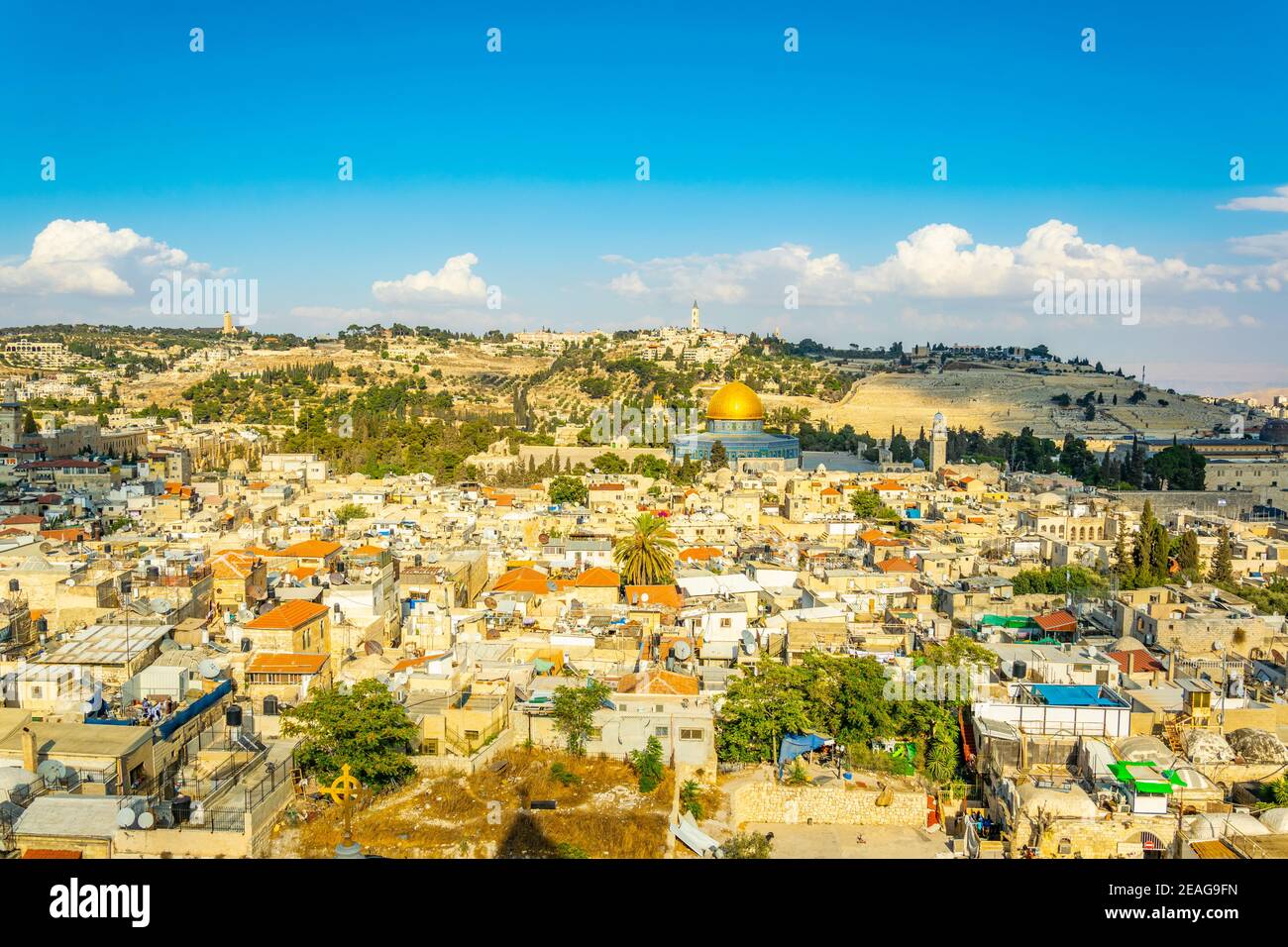 Jerusalem dominated by golden cupola of the dome of the rock, Israel