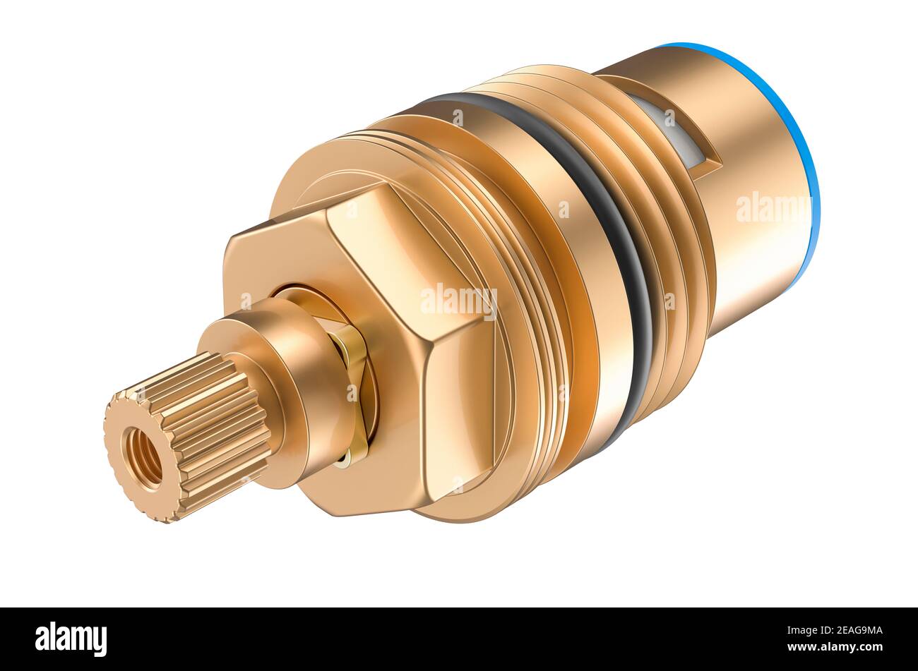 Standard washer tap cartridge, tap gland. 3D rendering isolated on