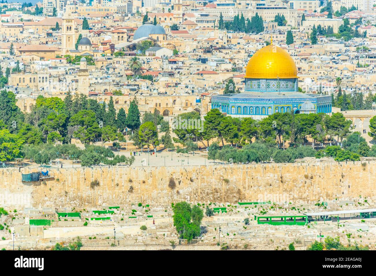 Dome of the Rock viewed from the mount of olives, Israel Stock Photo