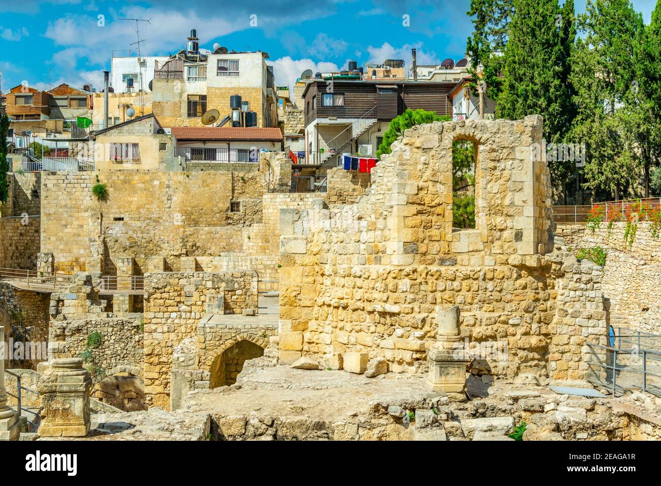 Ruins of pools of Bethesda in Jerusalem, Israel Stock Photo