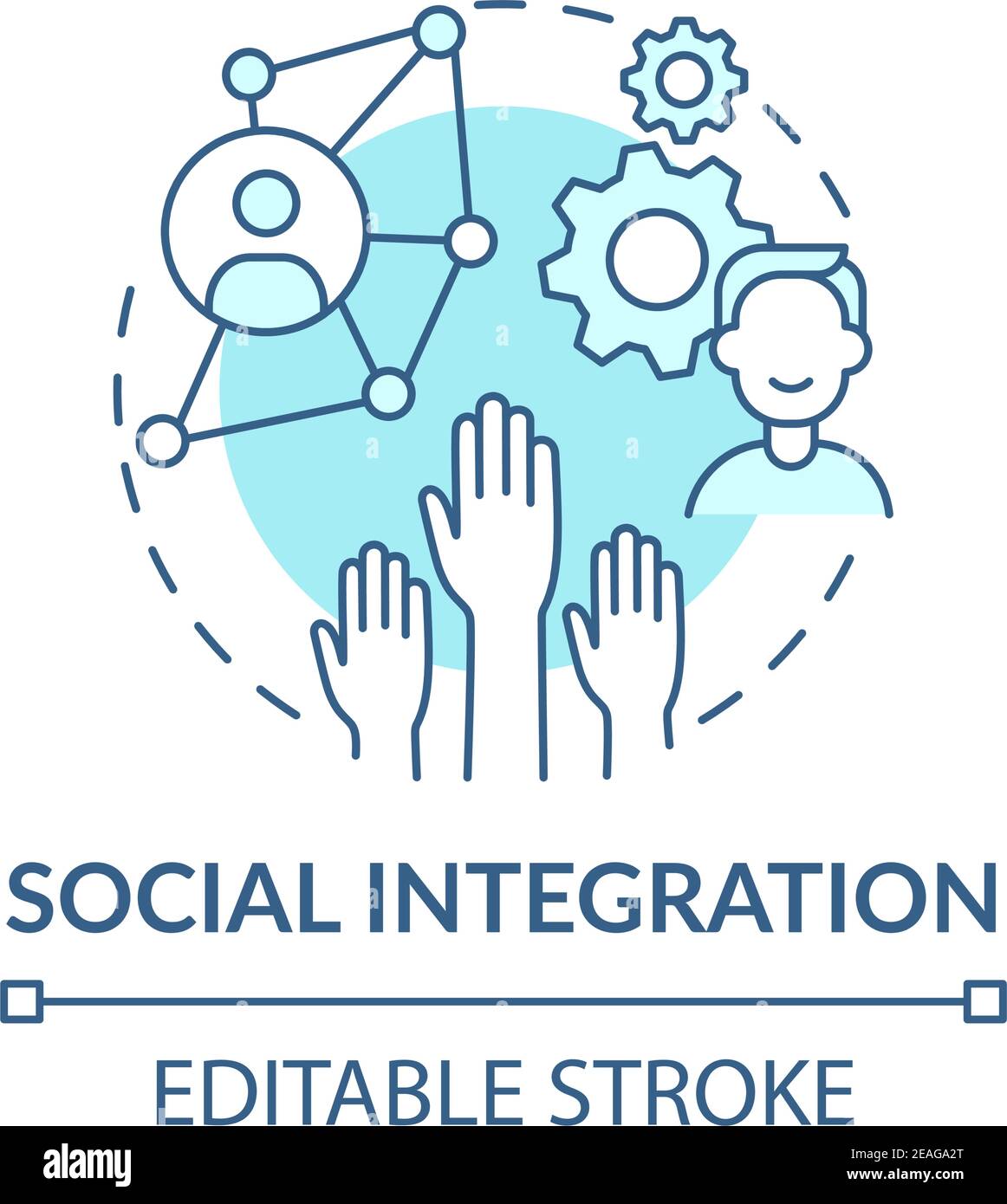 employee-incorporated-in-social-structure-concept-icon-stock-vector