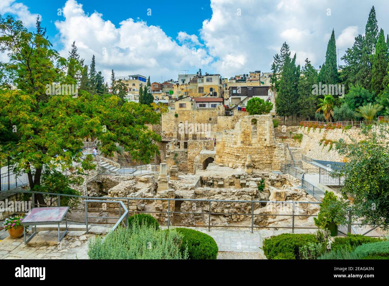 Ruins of pools of Bethesda in Jerusalem, Israel Stock Photo