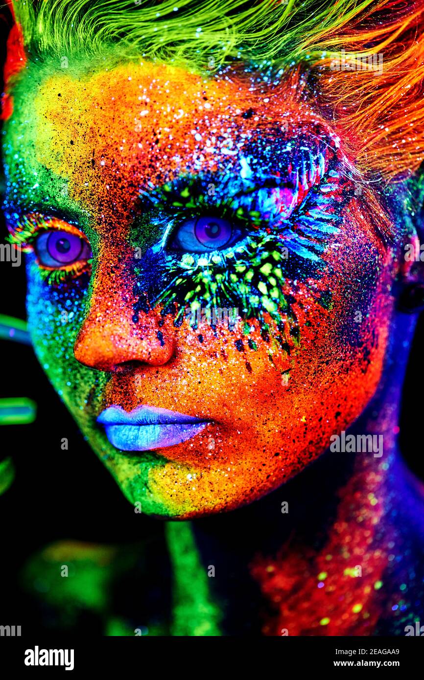 close up UV portrait Stock Photo