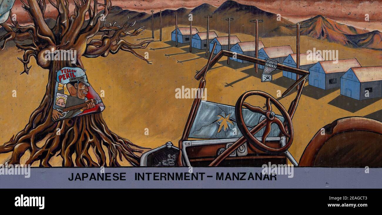 February 09 2021 Valley Glen California Usa Detail From The History Of California Otherwise Known As The Great Wall Of Los Angeles The 2 754 Foot Paint On Concrete Mural Depicts The History Of<script async src=