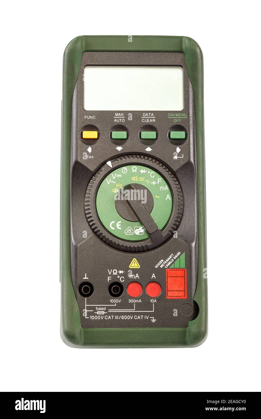 Electrical tester with wires isolated on white background Stock Photo