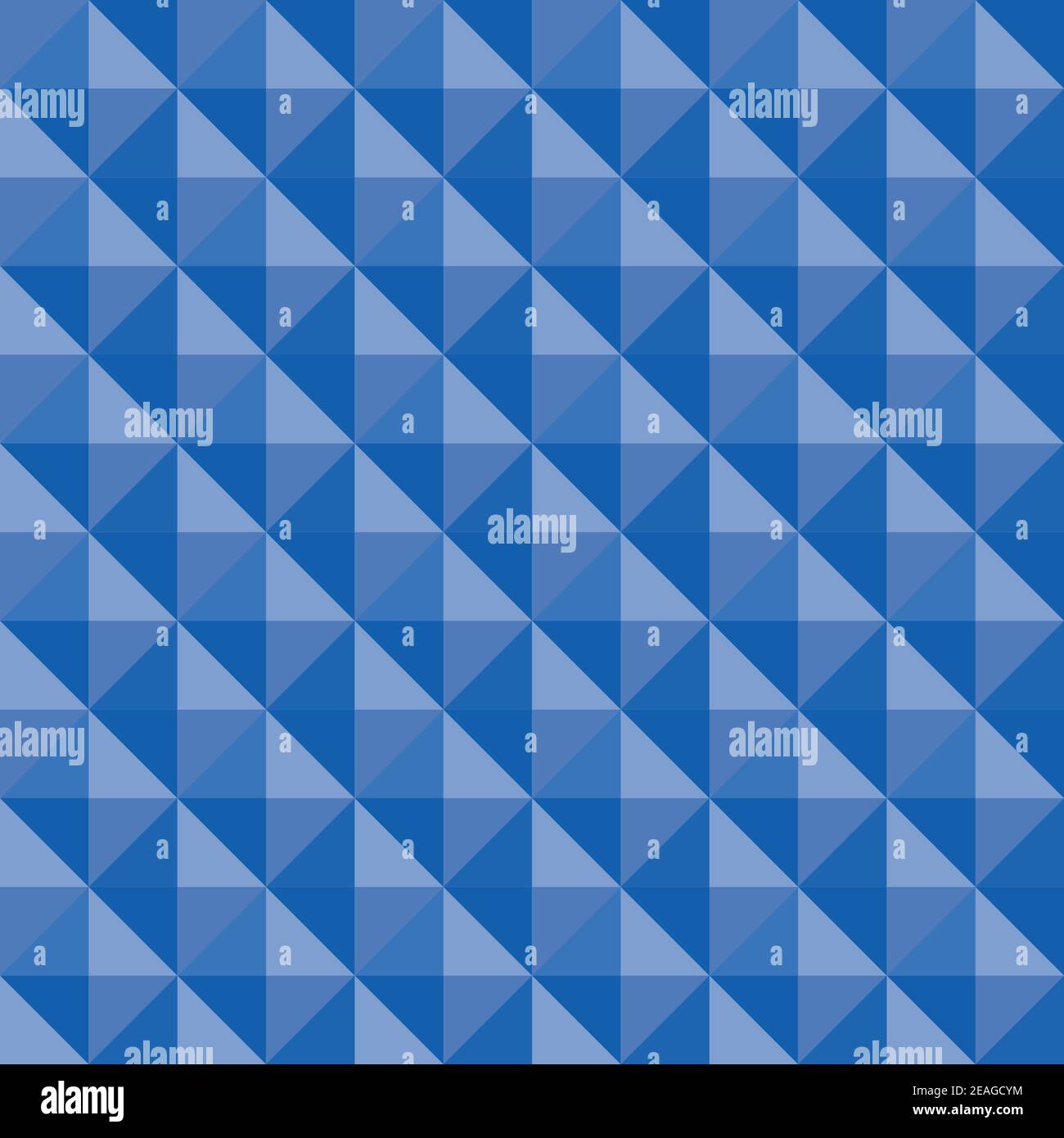 Vector 3D pyramid shaped stud seamless pattern background. Elegant studded backdrop with shaded triangles. Monochrome blue repeat. Modern tactile Stock Vector