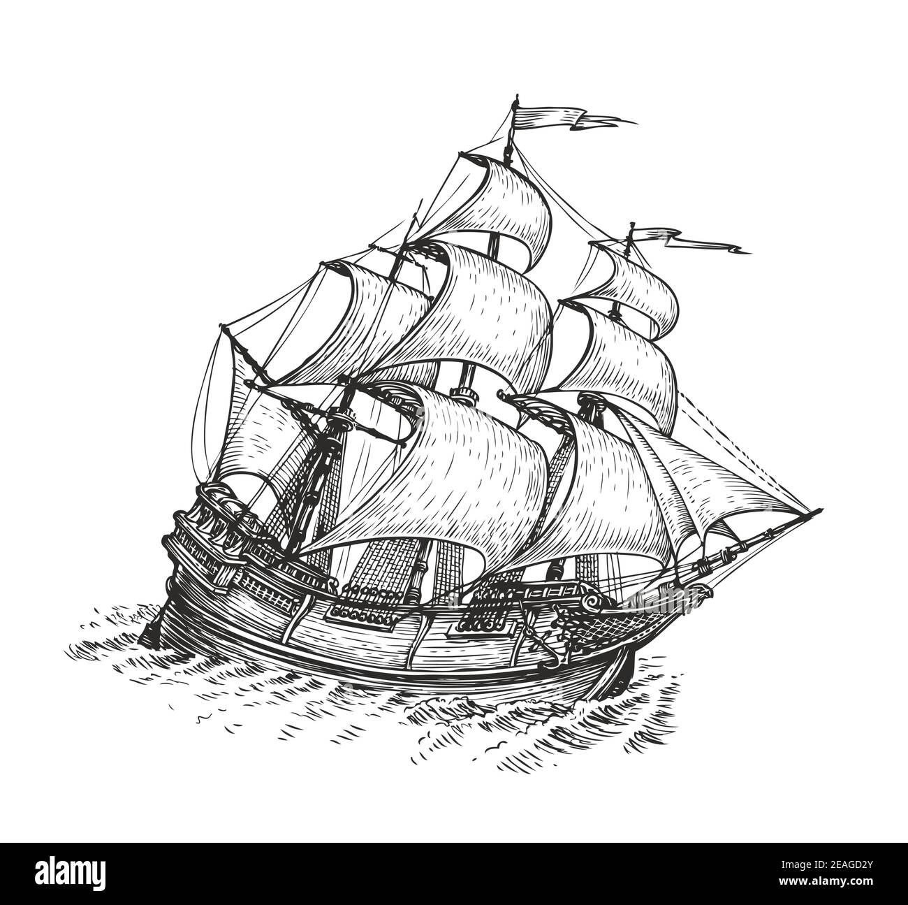 How to draw a pirate ship  Step by step Drawing tutorials