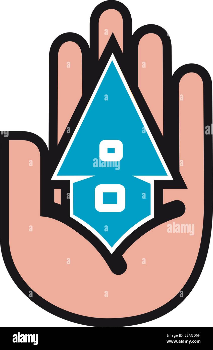 Icon of house in people hands for real estate industry design Stock ...