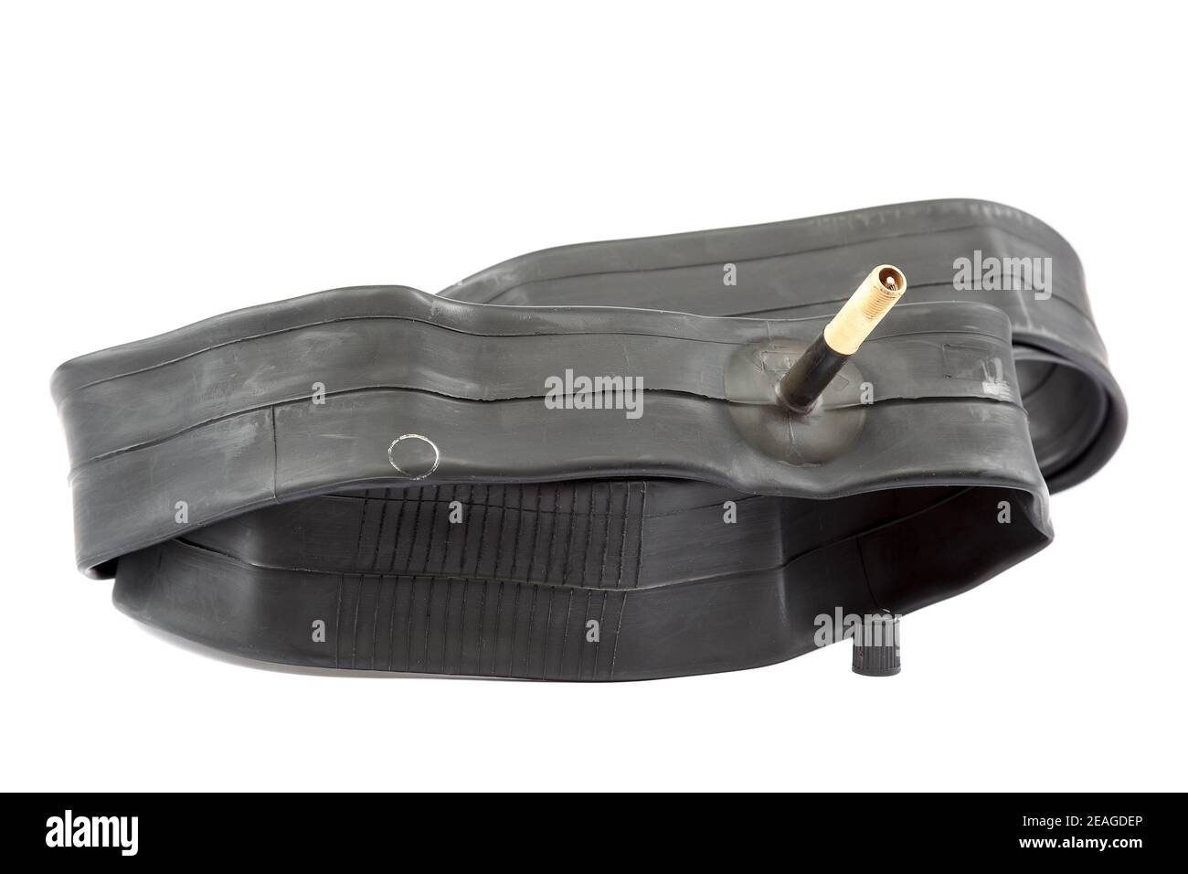 Bicycle rubber wheel camera isolated on white background Stock Photo