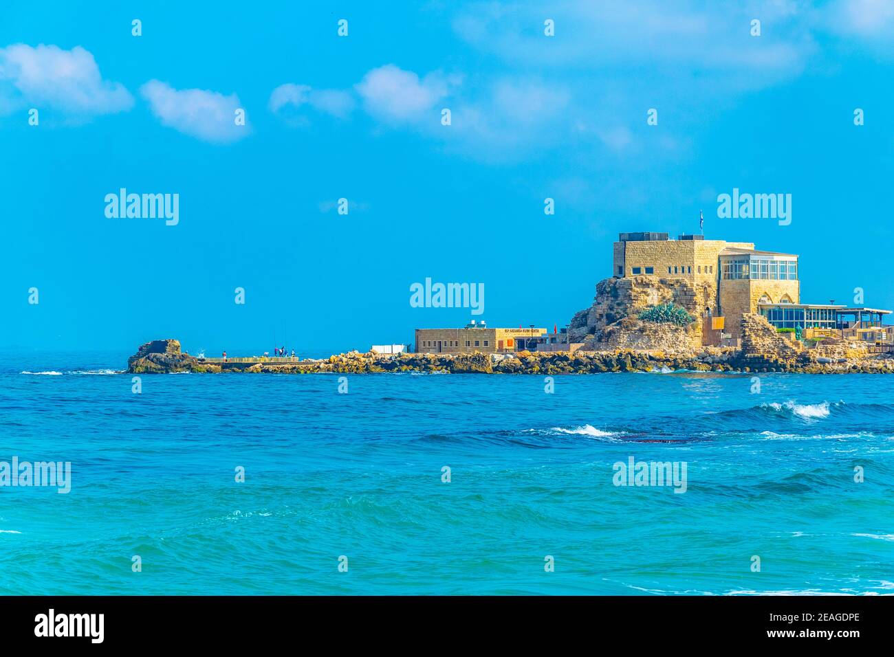 Coastline of ancient Caesarea in Israel Stock Photo