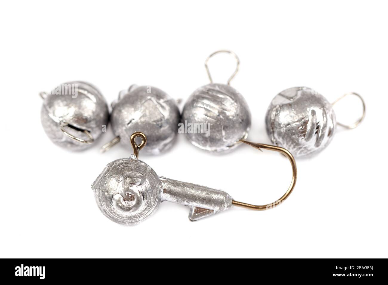 Fishing hooks with sinker isolated on white background Stock Photo Alamy
