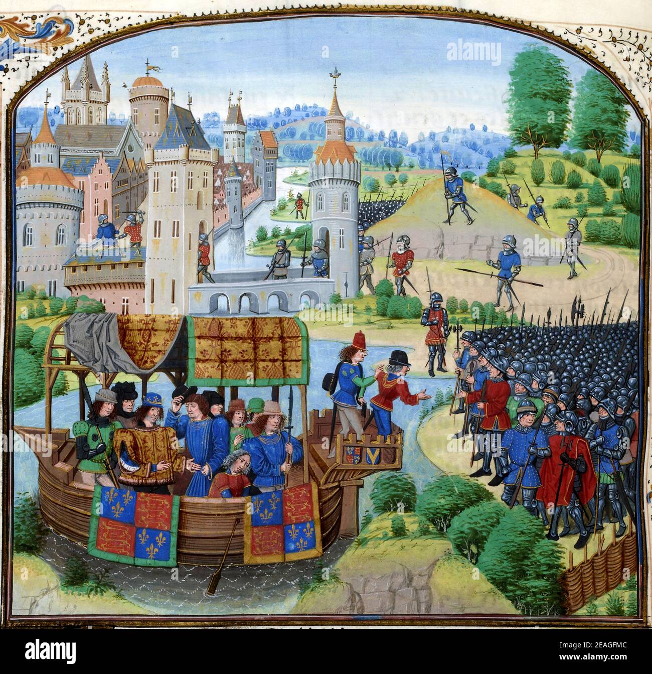 The Peasants' Revolt, also named Wat Tyler's Rebellion or the Great Rising, was a major uprising across large parts of England in 1381. Stock Photo