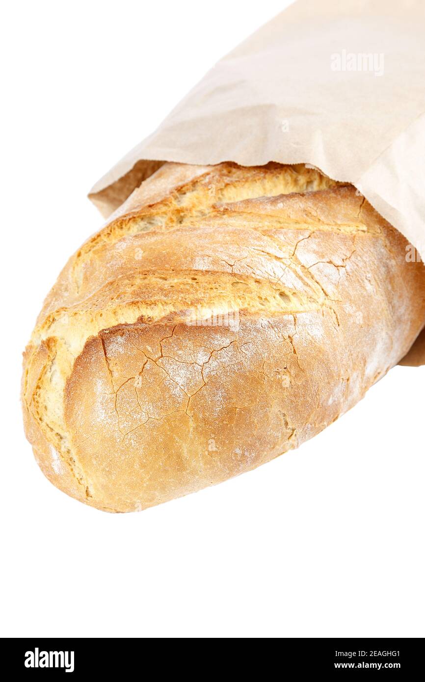 Loaf of wheat bread isolated on white background Stock Photo - Alamy