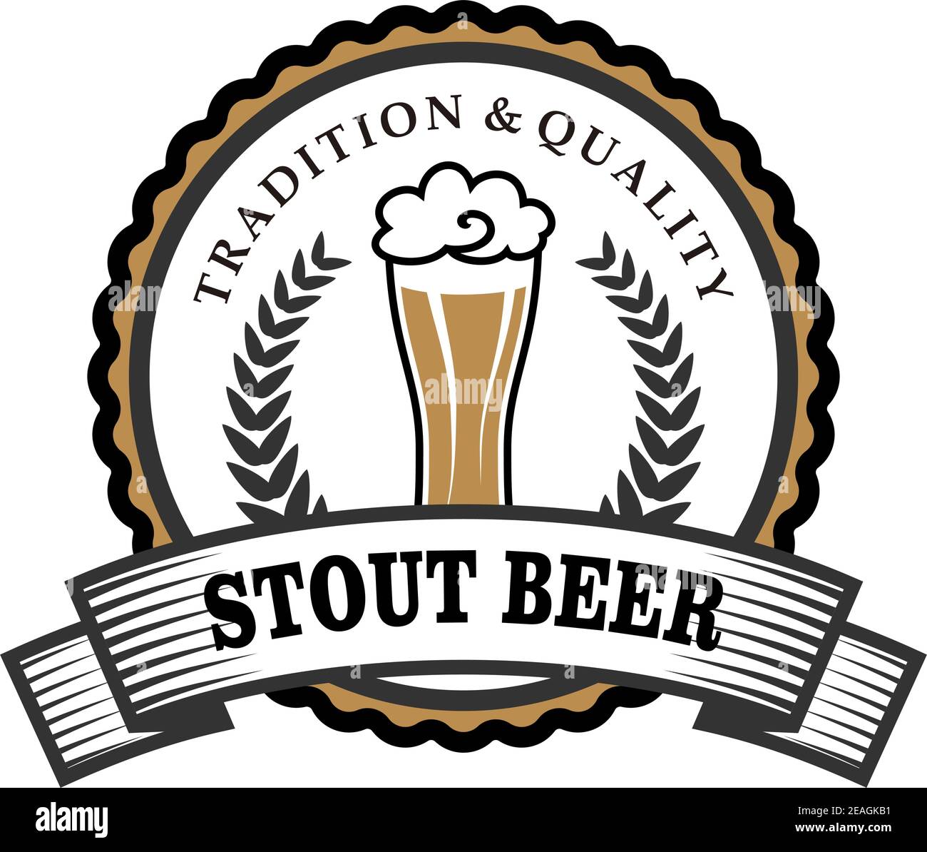 Retro beer label with ribbon and wreath for brewery design Stock Vector ...