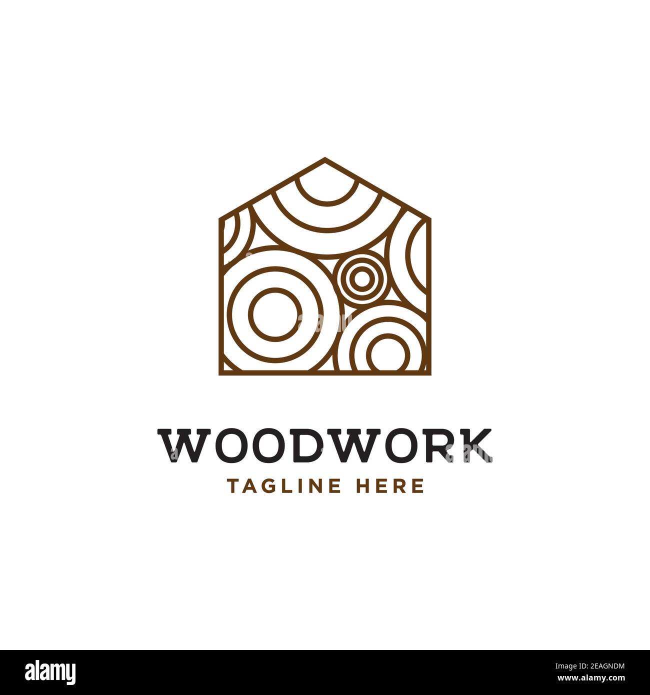 Wood house illustration logo design vector template Stock Vector