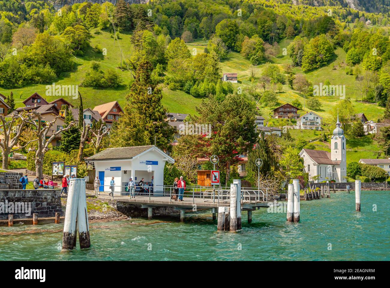 Village Bauen at Lake Lucerne, Central Switzerland Stock Photo