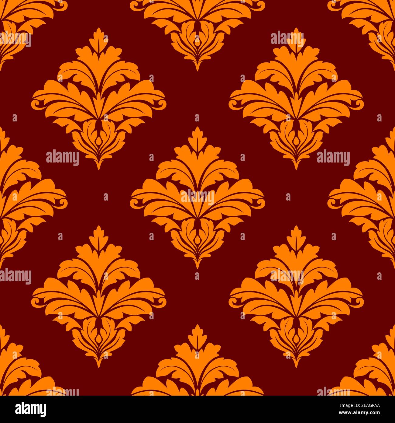 Redish Orange Color Pattern Red and orange floral seamless pattern in damask style for design Stock ...