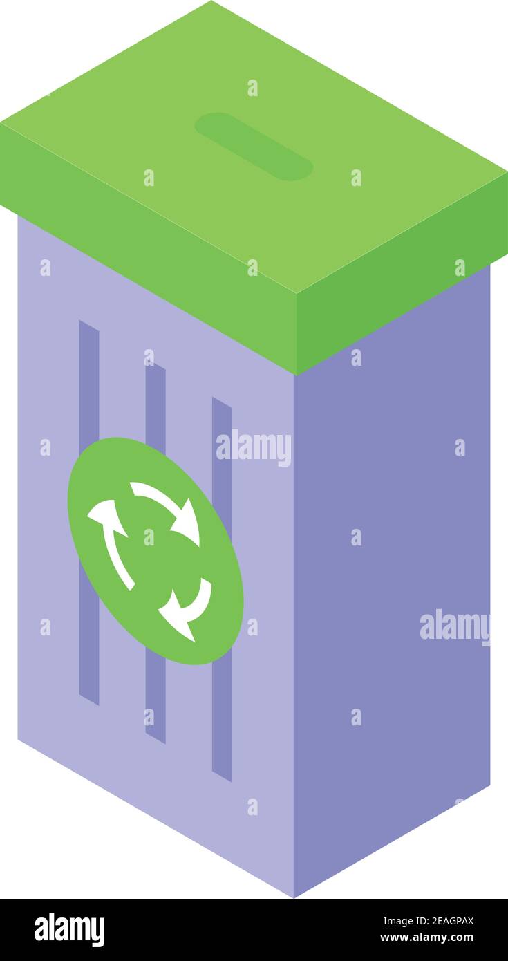 Recycle bin icon. Isometric of recycle bin vector icon for web design