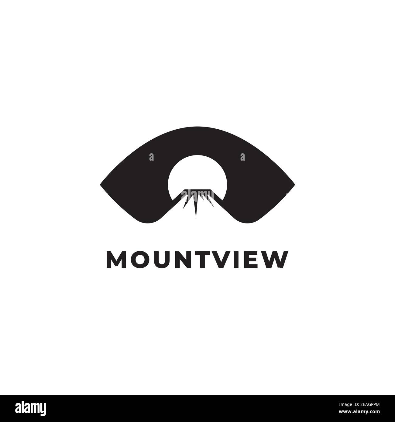 Mountain with eye illustration logo design vector template Stock Vector