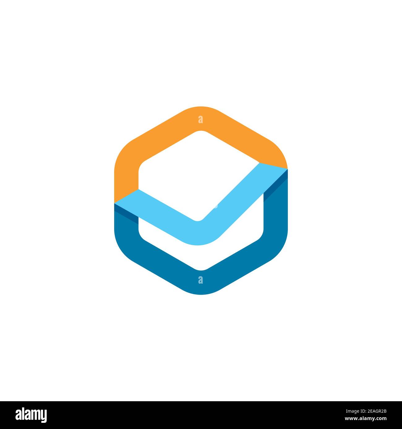 Polygon check logo design symbol vector template Stock Vector