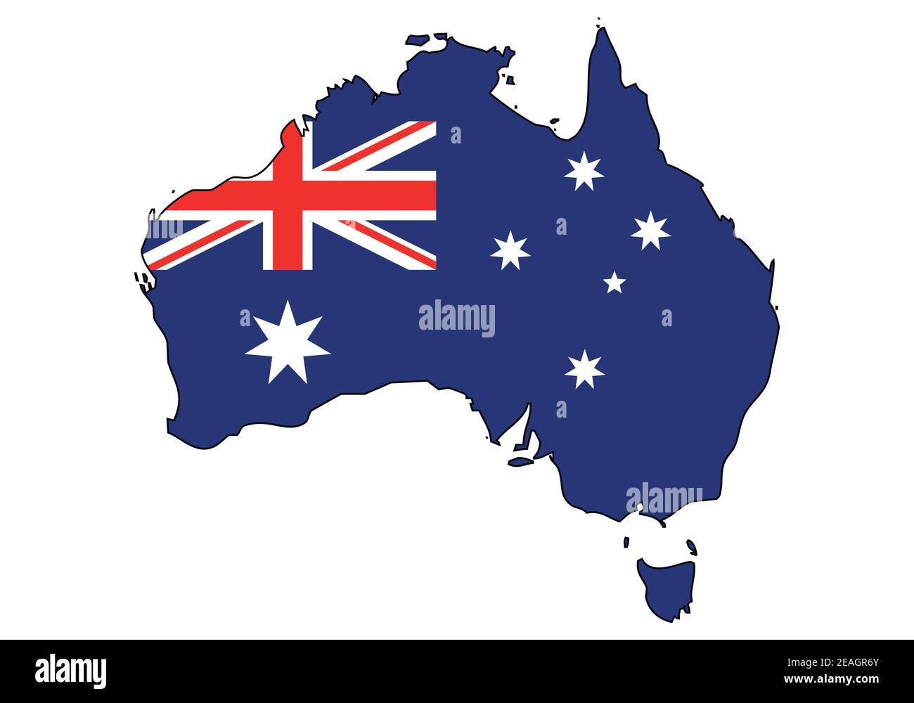 Australia Map With Flag - Outline Of A State With A National Flag 