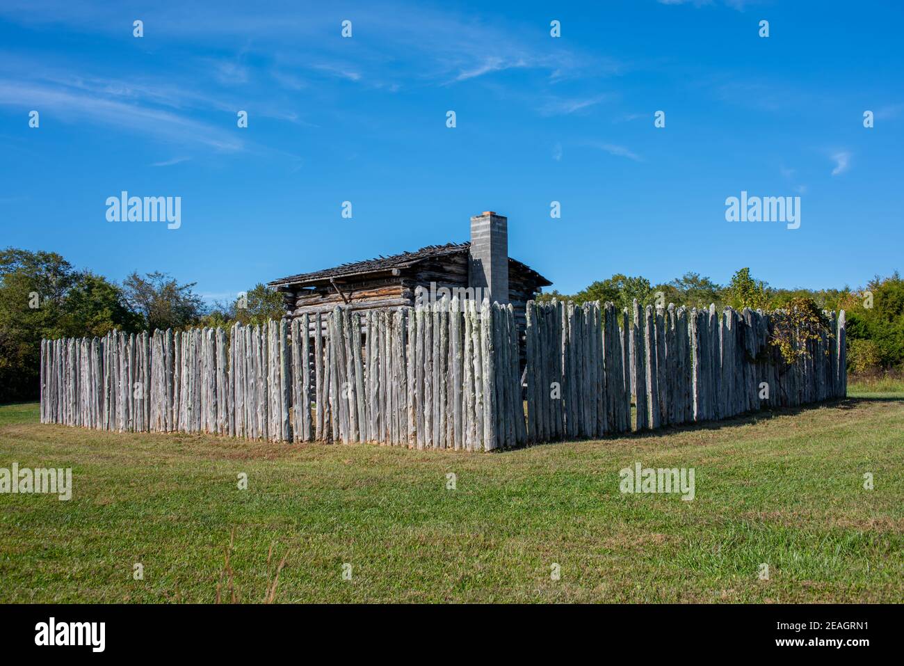 Reconstruction of historic Tanner Station, a fort to protect salt lick workers at Blue Licks in Kentucky Stock Photo