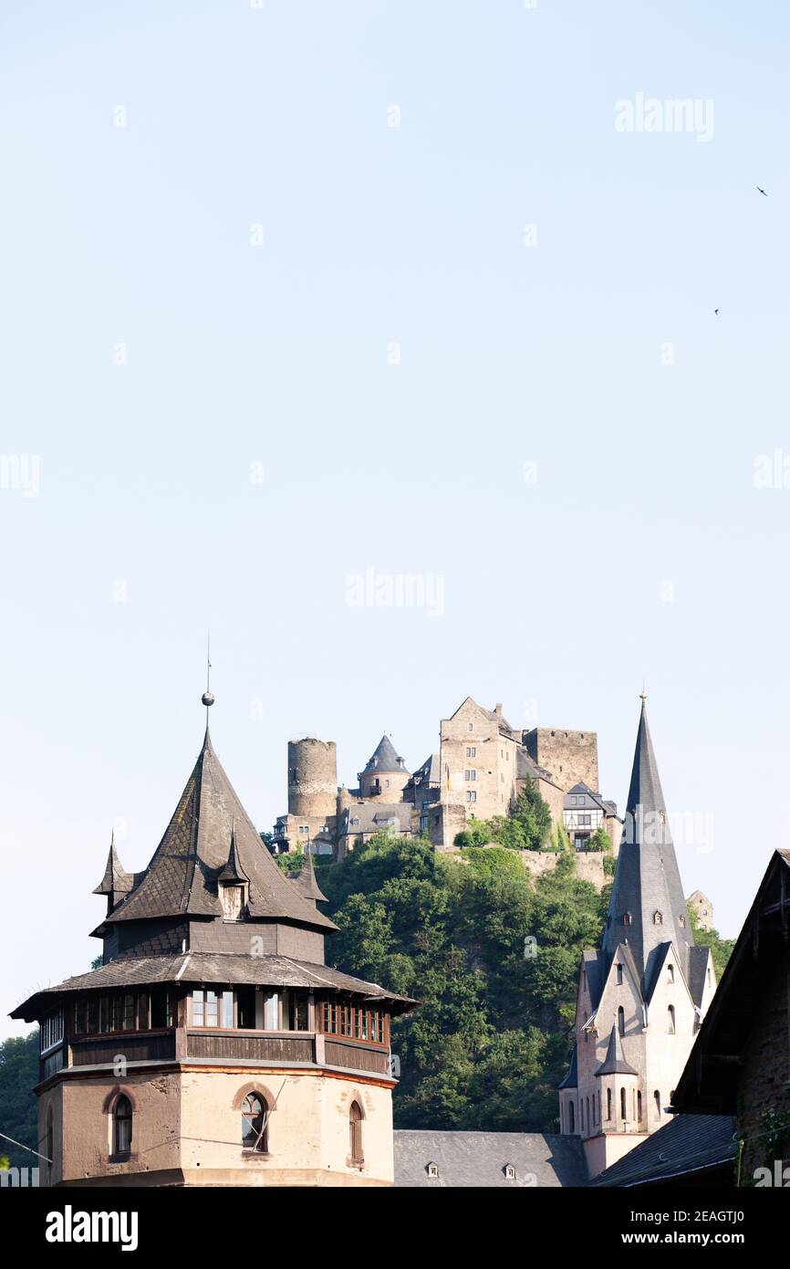 Berlin, Germany Castle Hotel Auf Schoenburg in Oberwesel from the medieval village. Stock Photo