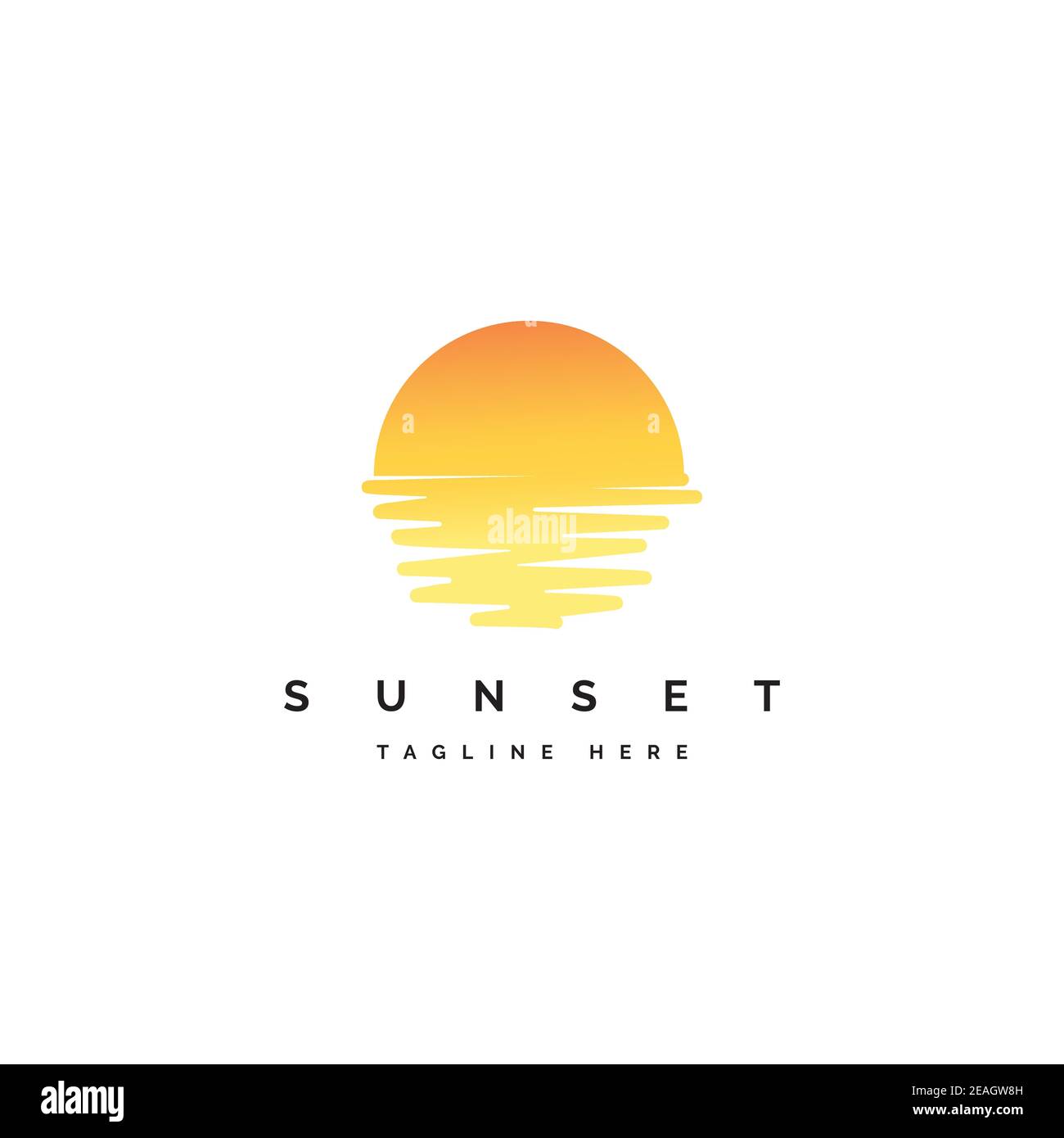 Sunset illustration logo design vector template Stock Vector