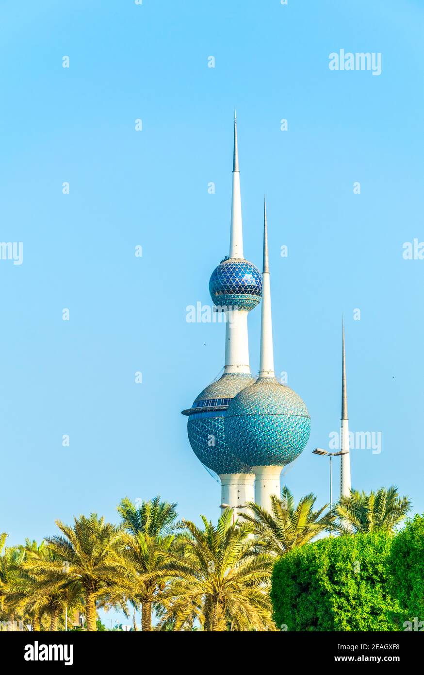 The Kuwait Towers the best known landmark of Kuwait City Stock Photo